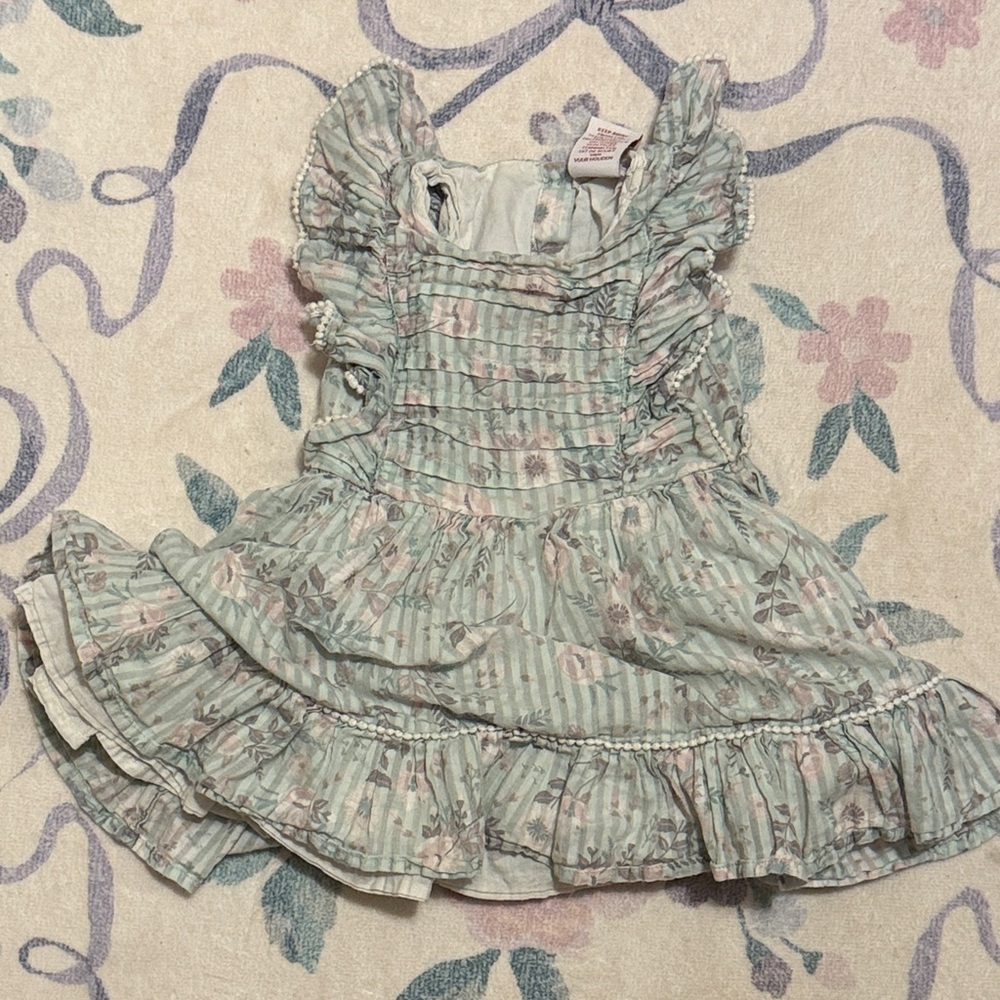 Shabby Chic 18 Months Baby Floral Dress Blue and Pink